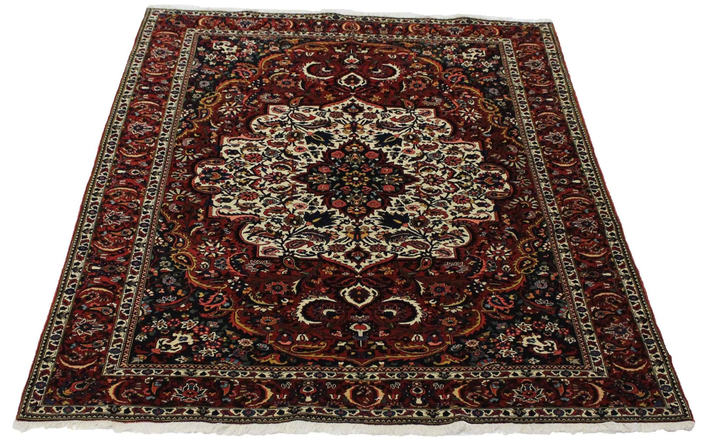 Canvello Hand Made Formal Medallion Silkroad Bakhtiary Rug - 6'10'' X 9'11'' - Canvello