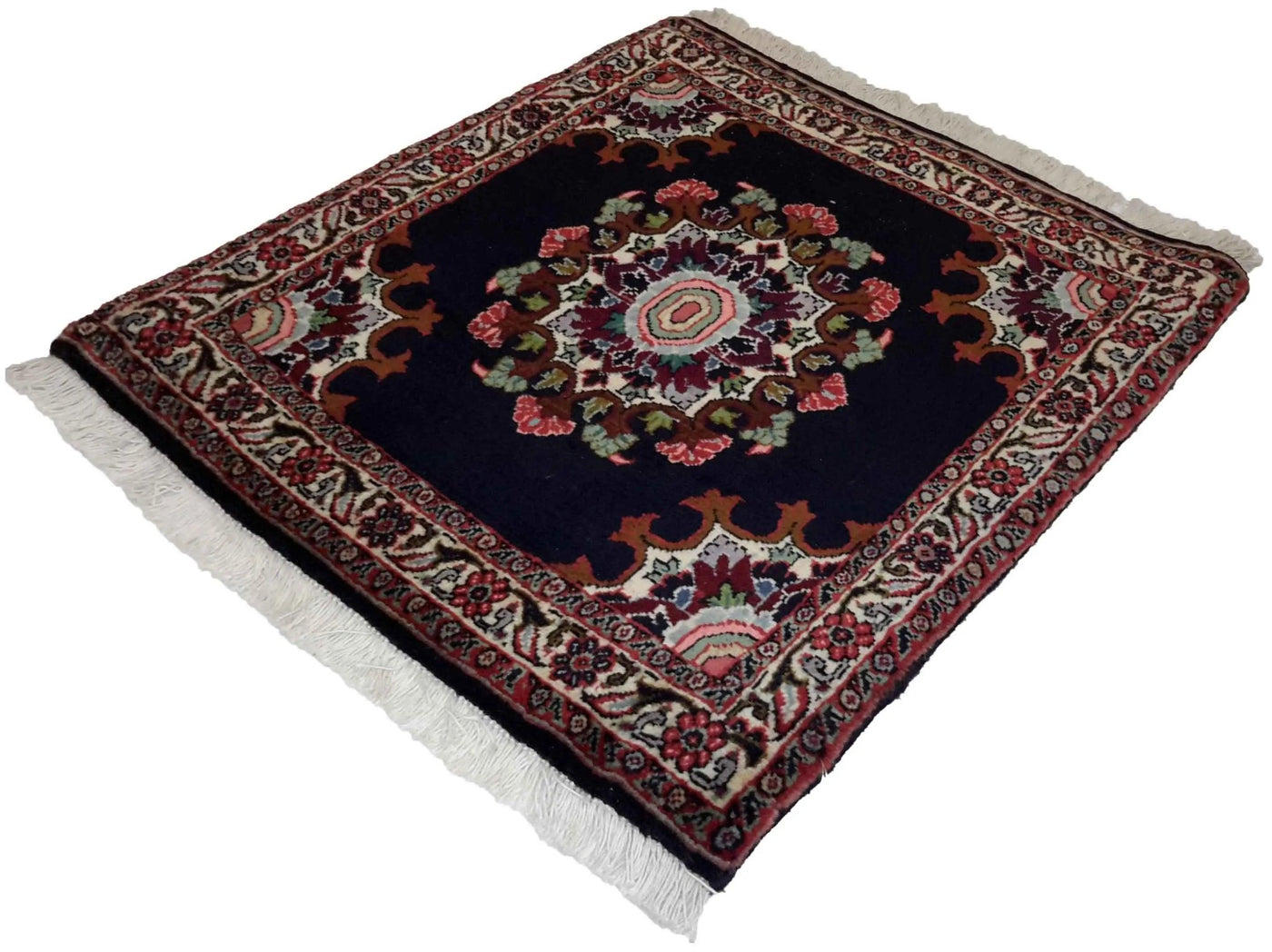 Canvello Hand Made Formal Medallion Silkroad Bidjar Rug - 1'10'' X 2'1'' - Canvello