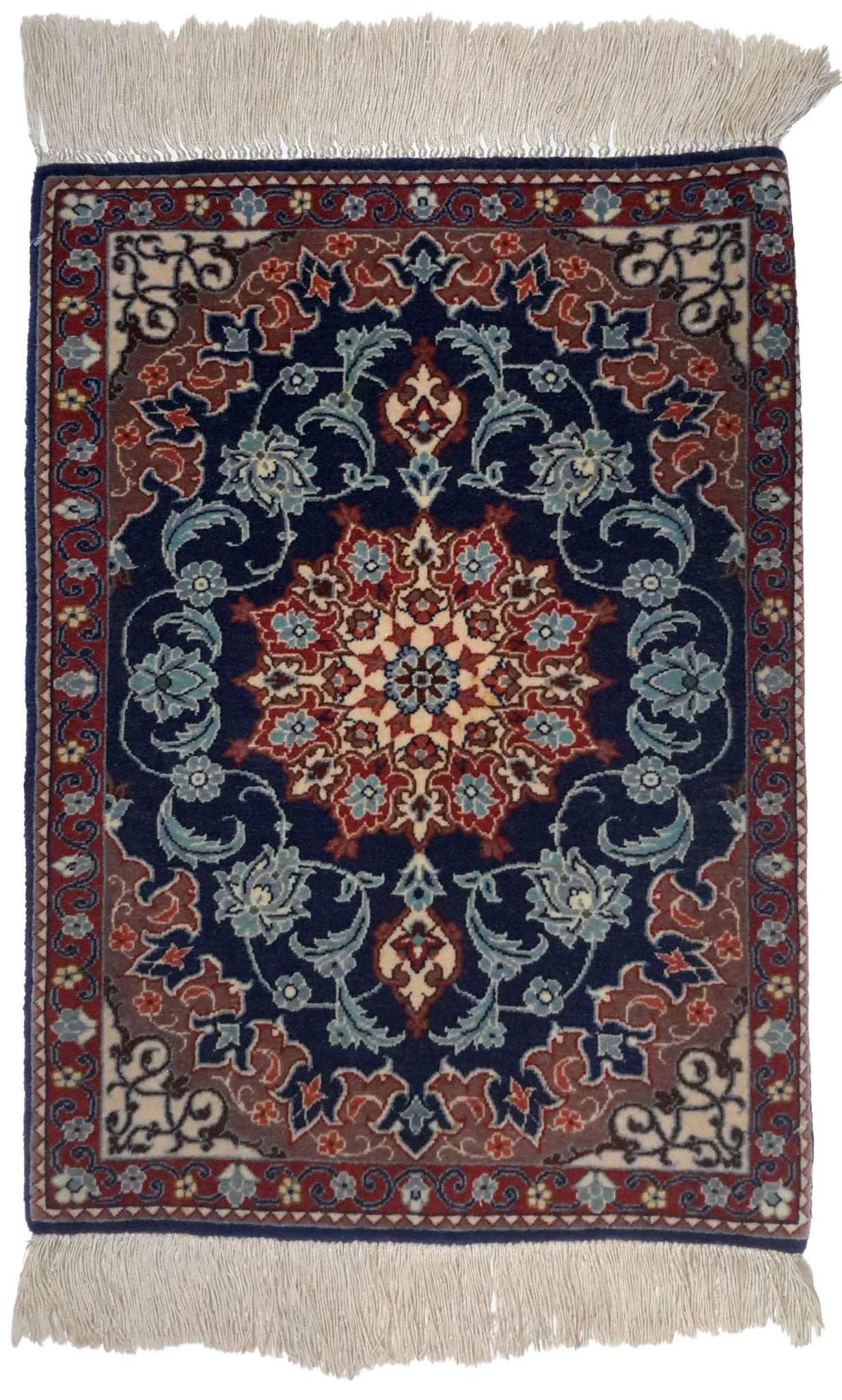 Canvello Hand Made Formal Medallion Silkroad Isfahan Rug - 1'0'' X 2'0'' - Canvello