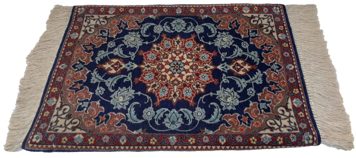 Canvello Hand Made Formal Medallion Silkroad Isfahan Rug - 1'0'' X 2'0'' - Canvello