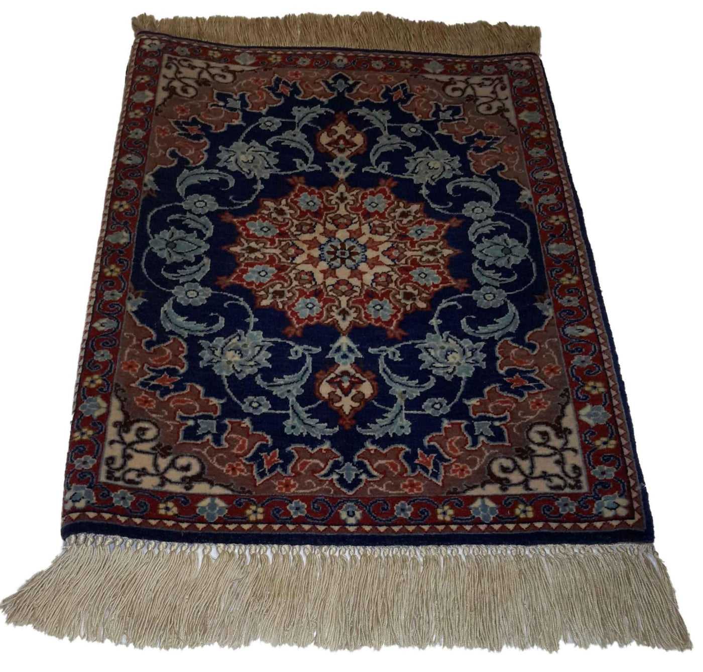 Canvello Hand Made Formal Medallion Silkroad Isfahan Rug - 1'0'' X 2'0'' - Canvello