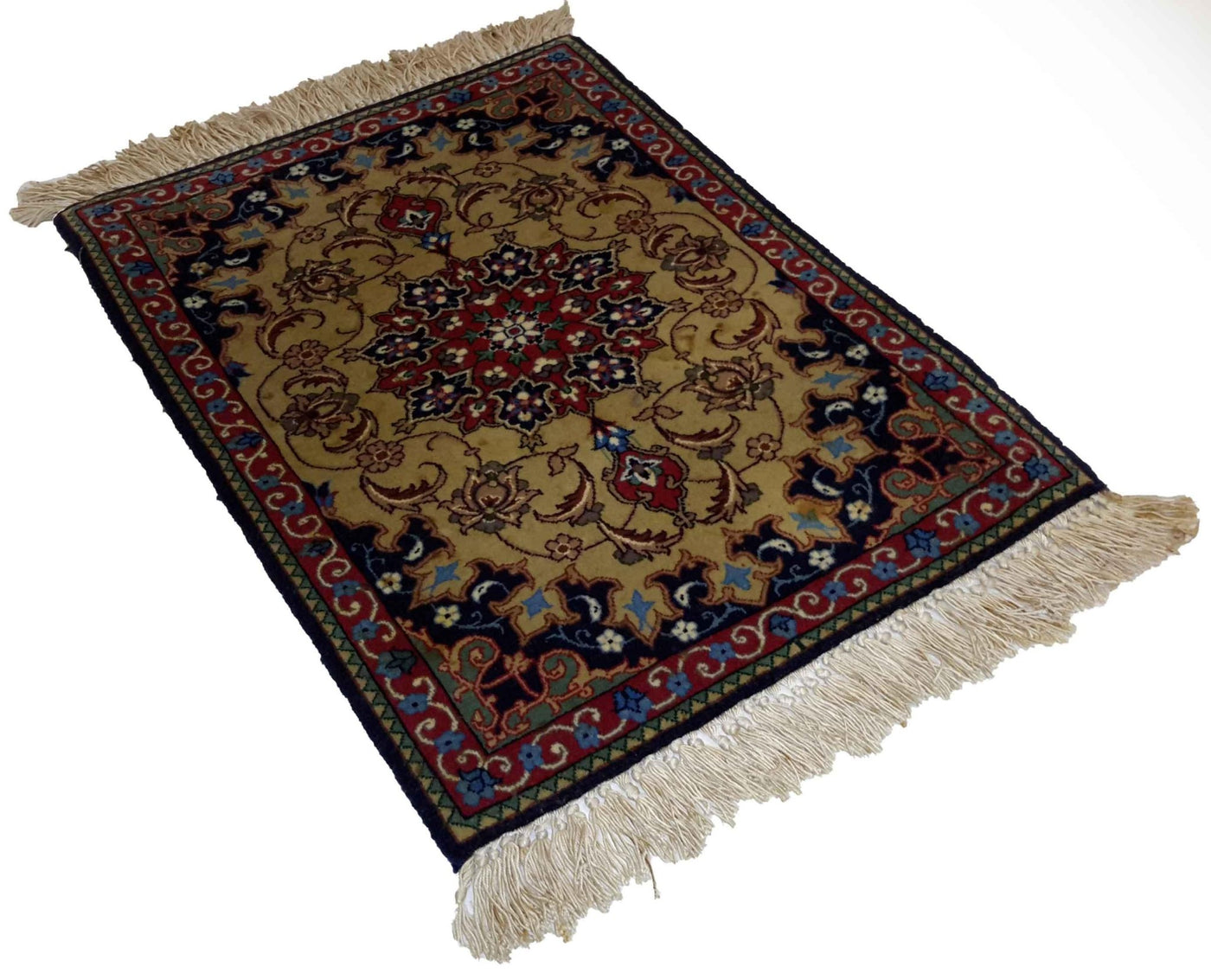 Canvello Hand Made Formal Medallion Silkroad Isfahan Rug - 1'0'' X 2'0'' - Canvello