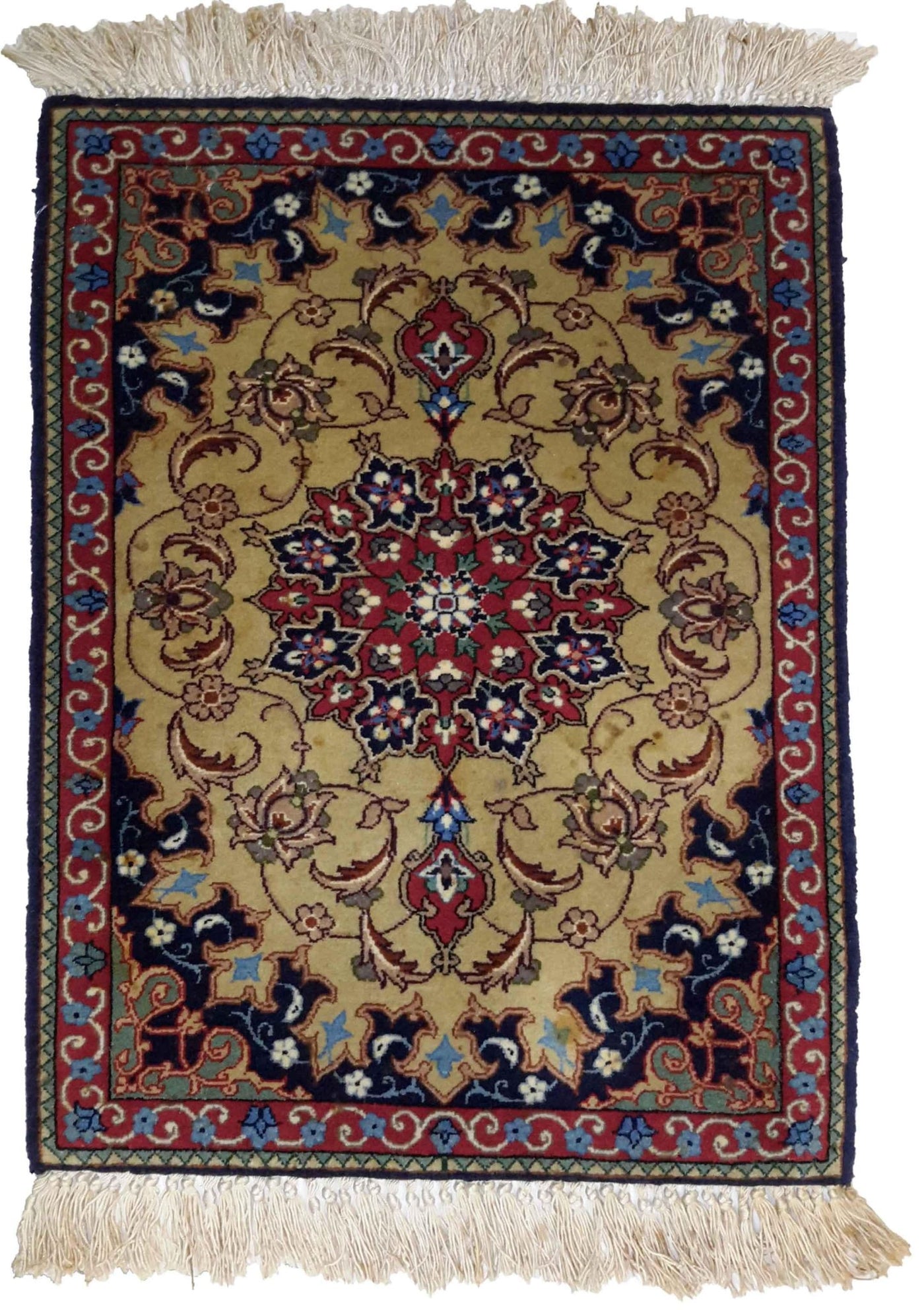 Canvello Hand Made Formal Medallion Silkroad Isfahan Rug - 1'0'' X 2'0'' - Canvello