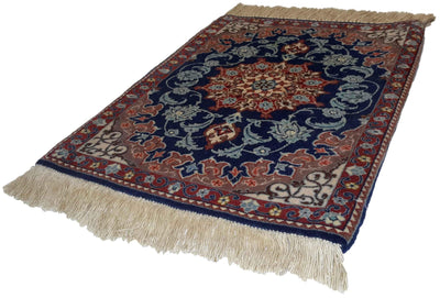 Canvello Hand Made Formal Medallion Silkroad Isfahan Rug - 1'0'' X 2'0'' - Canvello