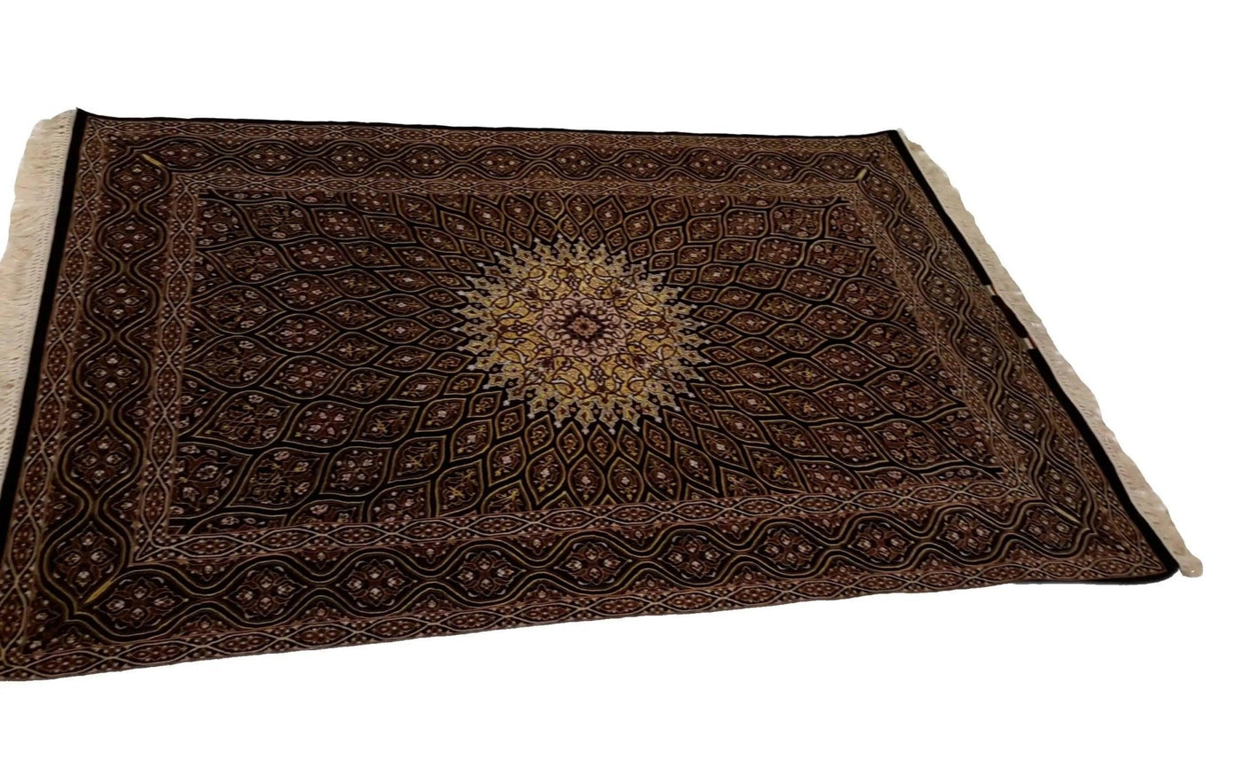 Canvello Hand Made Formal Medallion Silkroad Isfahan Rug - 4'4'' X 6'6'' - Canvello