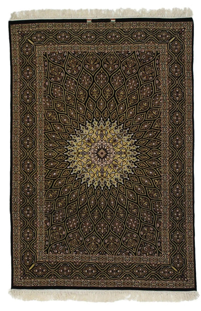 Canvello Hand Made Formal Medallion Silkroad Isfahan Rug - 4'4'' X 6'6'' - Canvello