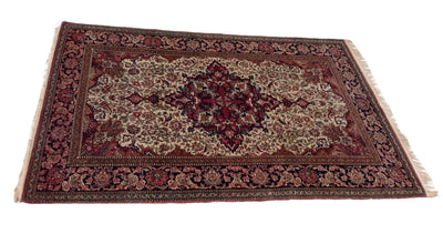 Canvello Hand Made Formal Medallion Silkroad Isfahan Rug - 4'8'' X 7'0'' - Canvello