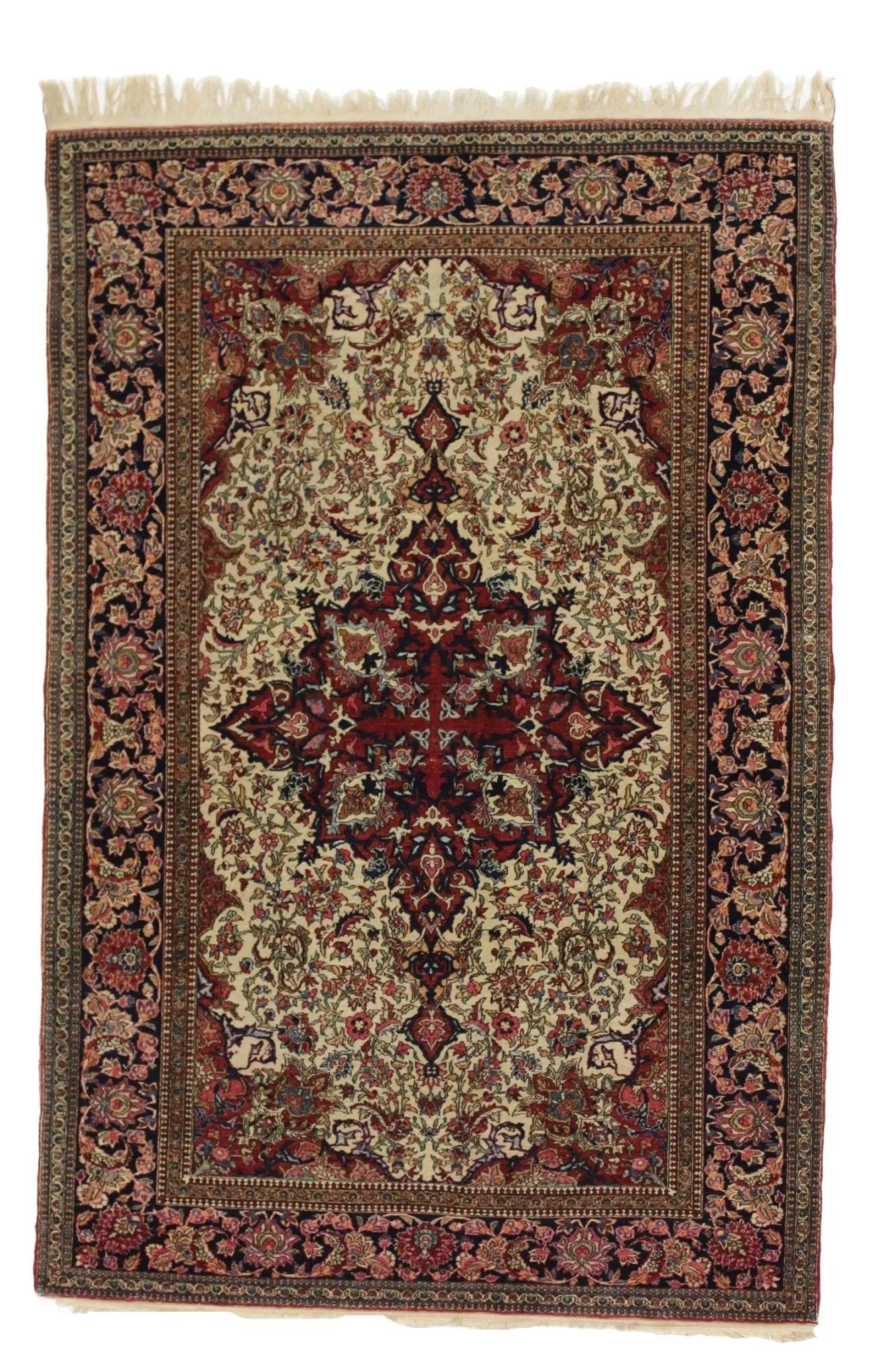 Canvello Hand Made Formal Medallion Silkroad Isfahan Rug - 4'8'' X 7'0'' - Canvello