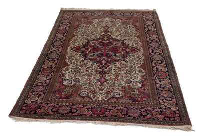 Canvello Hand Made Formal Medallion Silkroad Isfahan Rug - 4'8'' X 7'0'' - Canvello