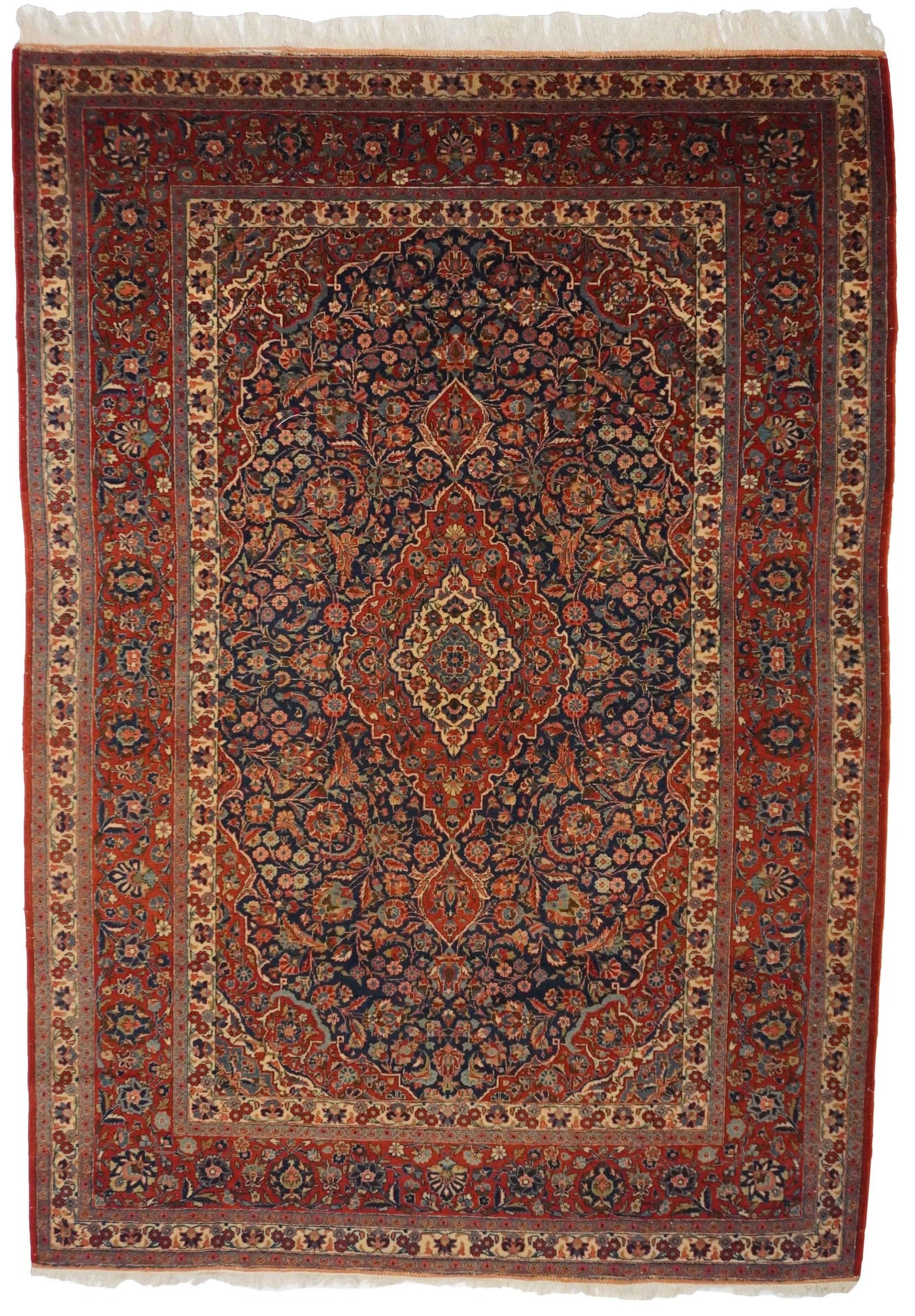 Canvello Hand Made Formal Medallion Persian Kashan Rug - 7'1'' X 10'3''