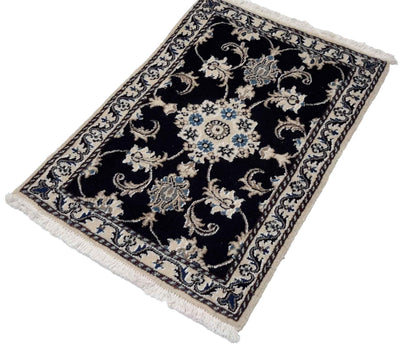 Canvello Hand Made Formal Medallion Silkroad Nain 12 Line Rug - 1'10'' X 3'0'' - Canvello