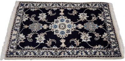 Canvello Hand Made Formal Medallion Silkroad Nain 12 Line Rug - 1'10'' X 3'0'' - Canvello