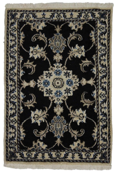 Canvello Hand Made Formal Medallion Silkroad Nain 12 Line Rug - 1'10'' X 3'0'' - Canvello