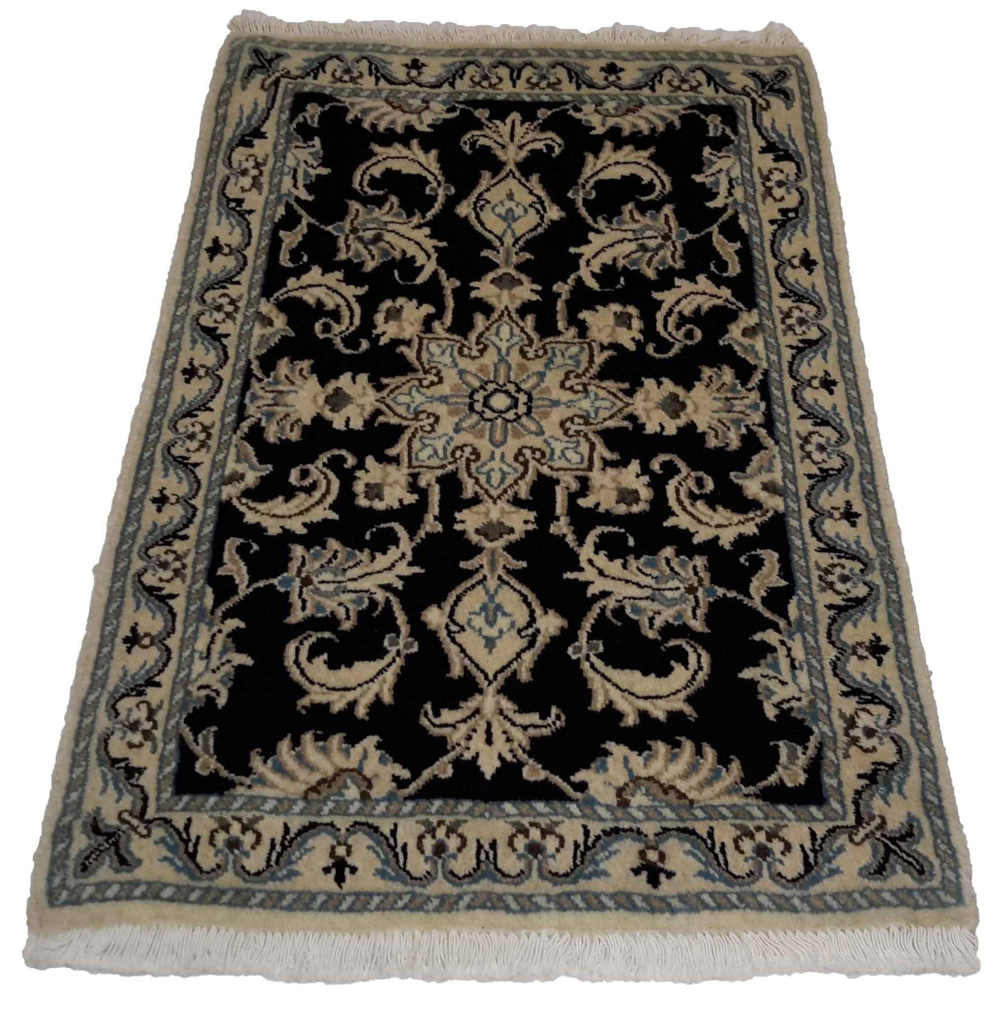 Canvello Hand Made Formal Medallion Silkroad Nain 12 Line Rug - 2'0'' X 2'10'' - Canvello