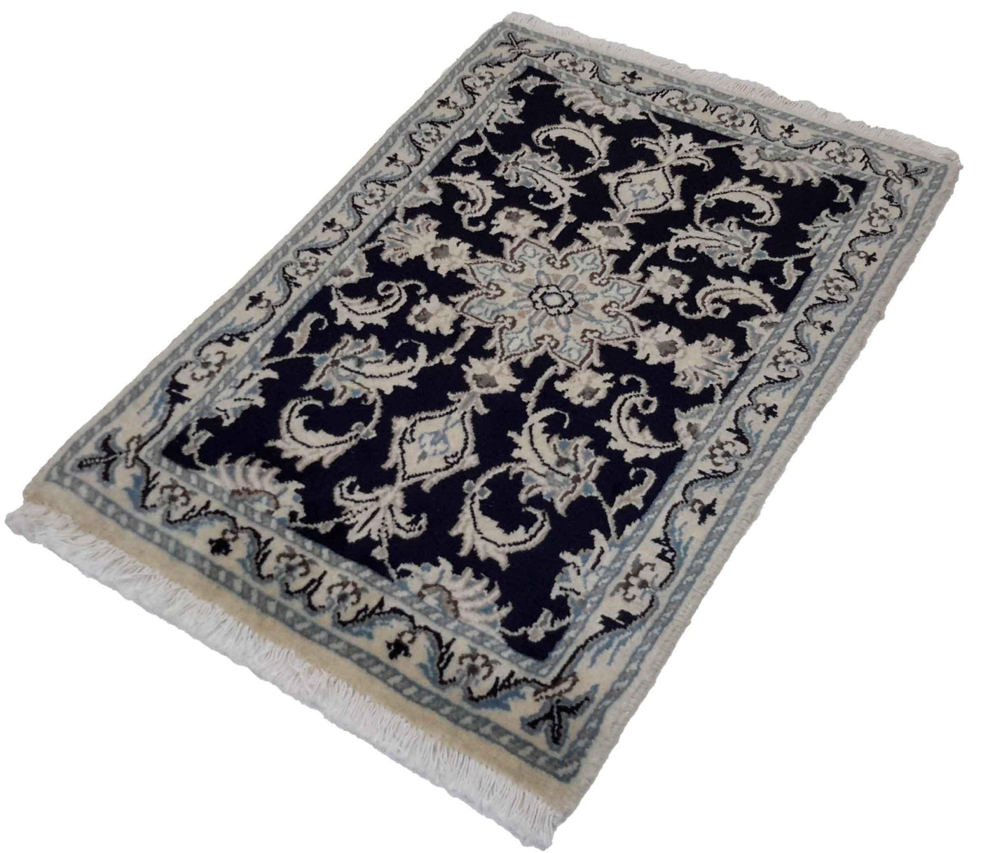 Canvello Hand Made Formal Medallion Silkroad Nain 12 Line Rug - 2'0'' X 2'10'' - Canvello