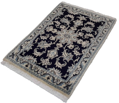 Canvello Hand Made Formal Medallion Silkroad Nain 12 Line Rug - 2'0'' X 2'10'' - Canvello