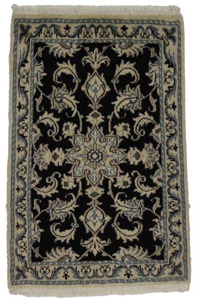 Canvello Hand Made Formal Medallion Silkroad Nain 12 Line Rug - 2'0'' X 2'10'' - Canvello