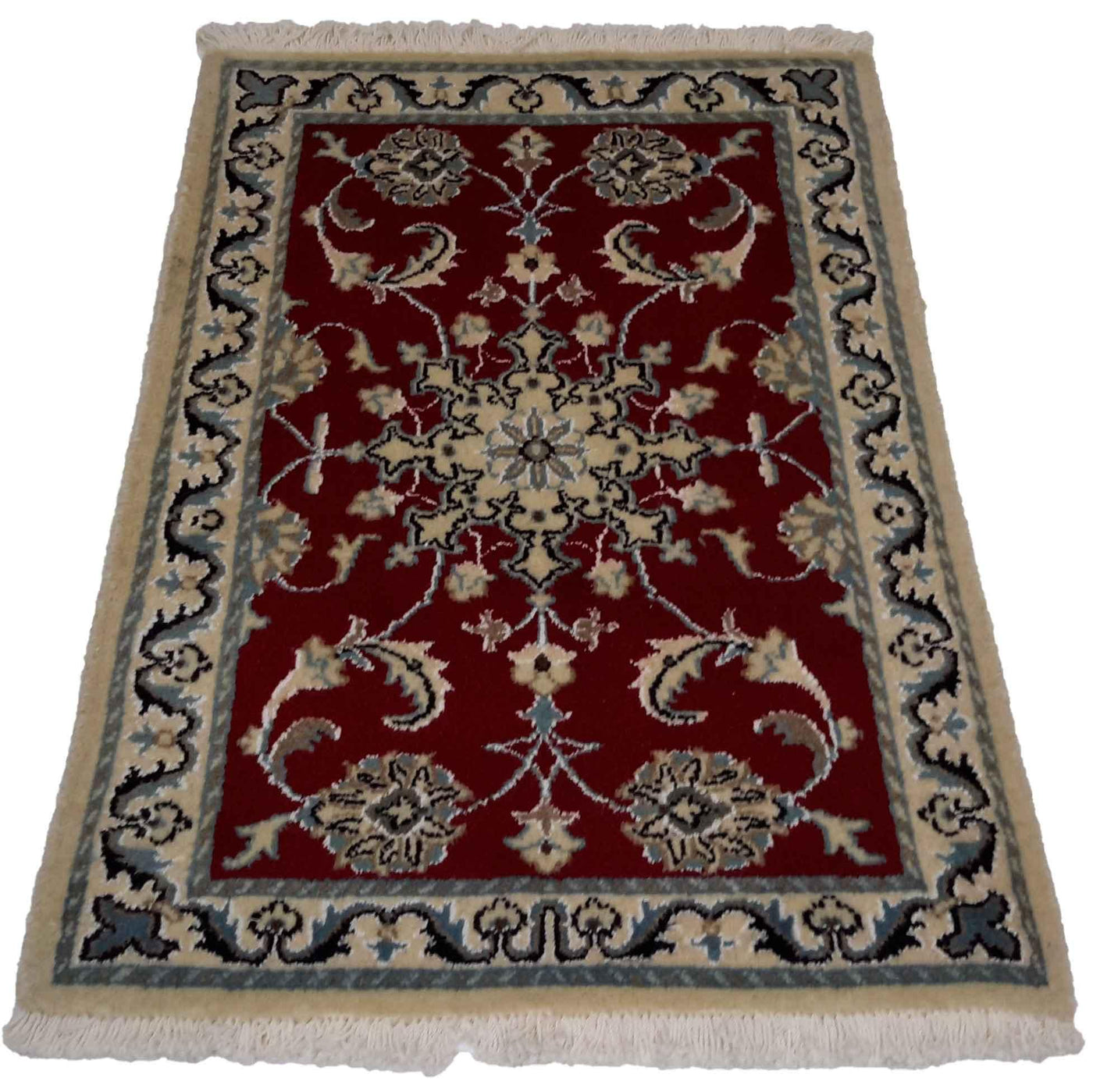 Canvello Hand Made Formal Medallion Silkroad Nain 12 Line Rug - 2'0'' X 3'0'' - Canvello