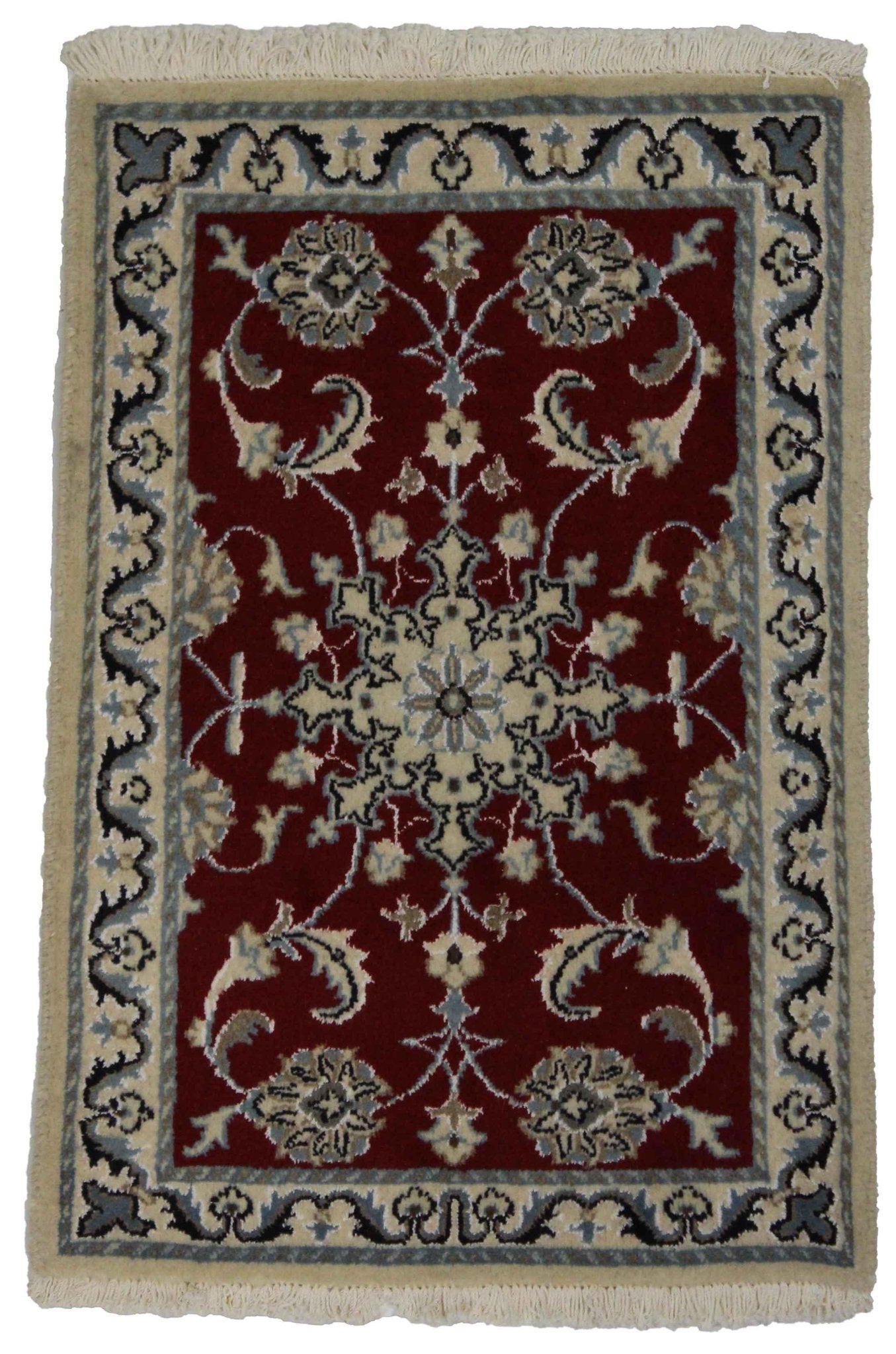 Canvello Hand Made Formal Medallion Silkroad Nain 12 Line Rug - 2'0'' X 3'0'' - Canvello