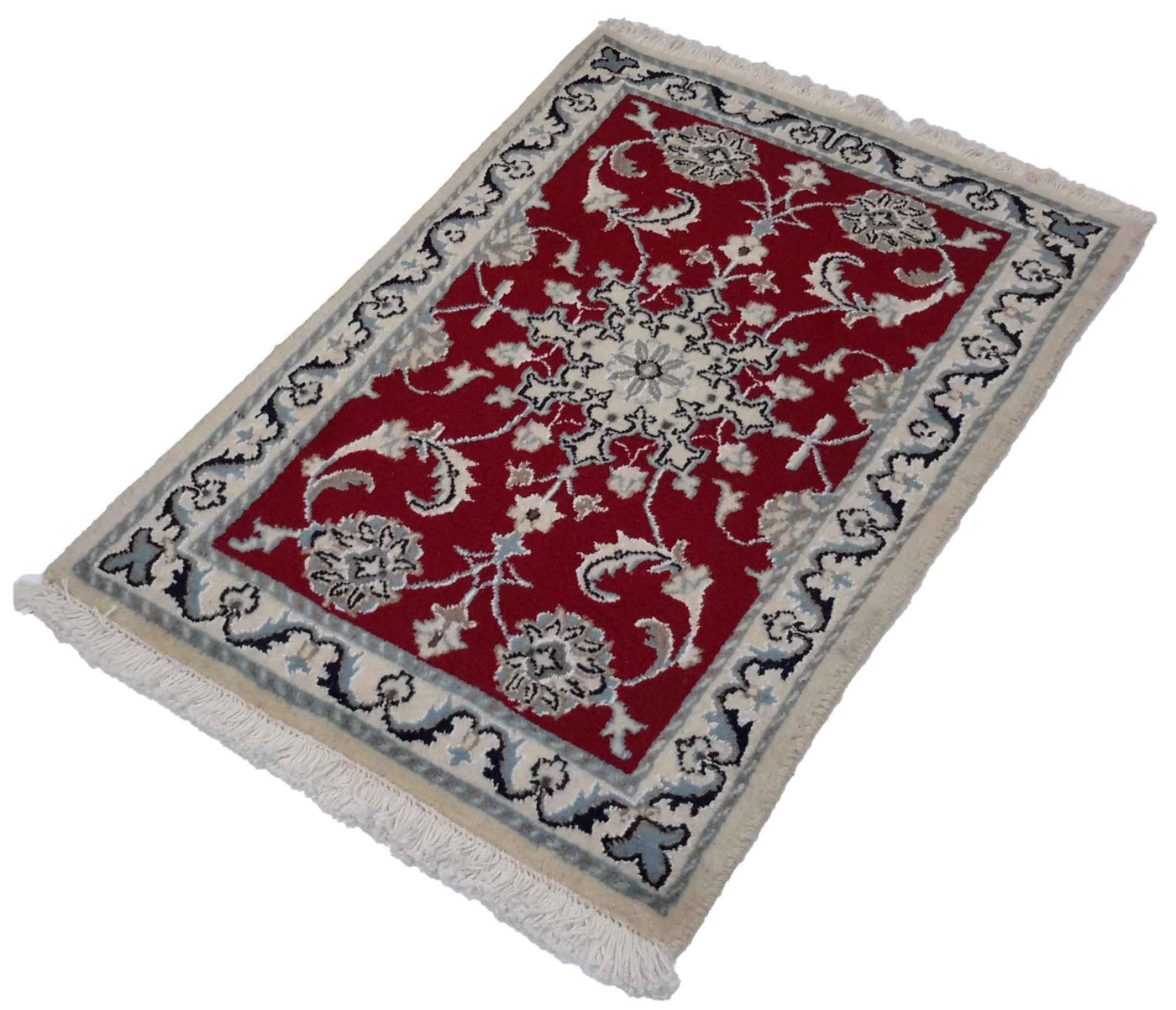 Canvello Hand Made Formal Medallion Silkroad Nain 12 Line Rug - 2'0'' X 3'0'' - Canvello