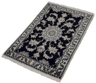 Canvello Hand Made Formal Medallion Silkroad Nain 12 Line Rug - 2'0'' X 3'1'' - Canvello