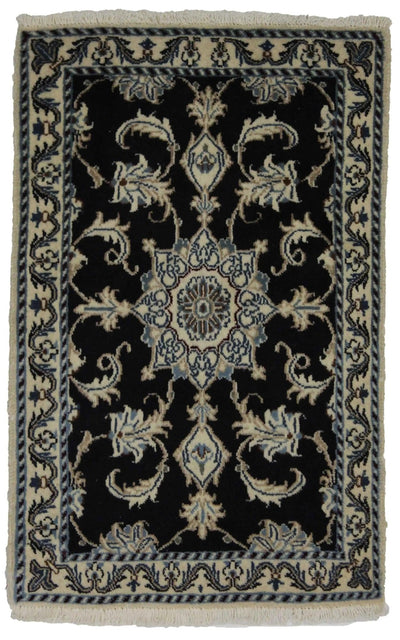 Canvello Hand Made Formal Medallion Silkroad Nain 12 Line Rug - 2'0'' X 3'1'' - Canvello