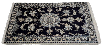 Canvello Hand Made Formal Medallion Silkroad Nain 12 Line Rug - 2'0'' X 3'1'' - Canvello