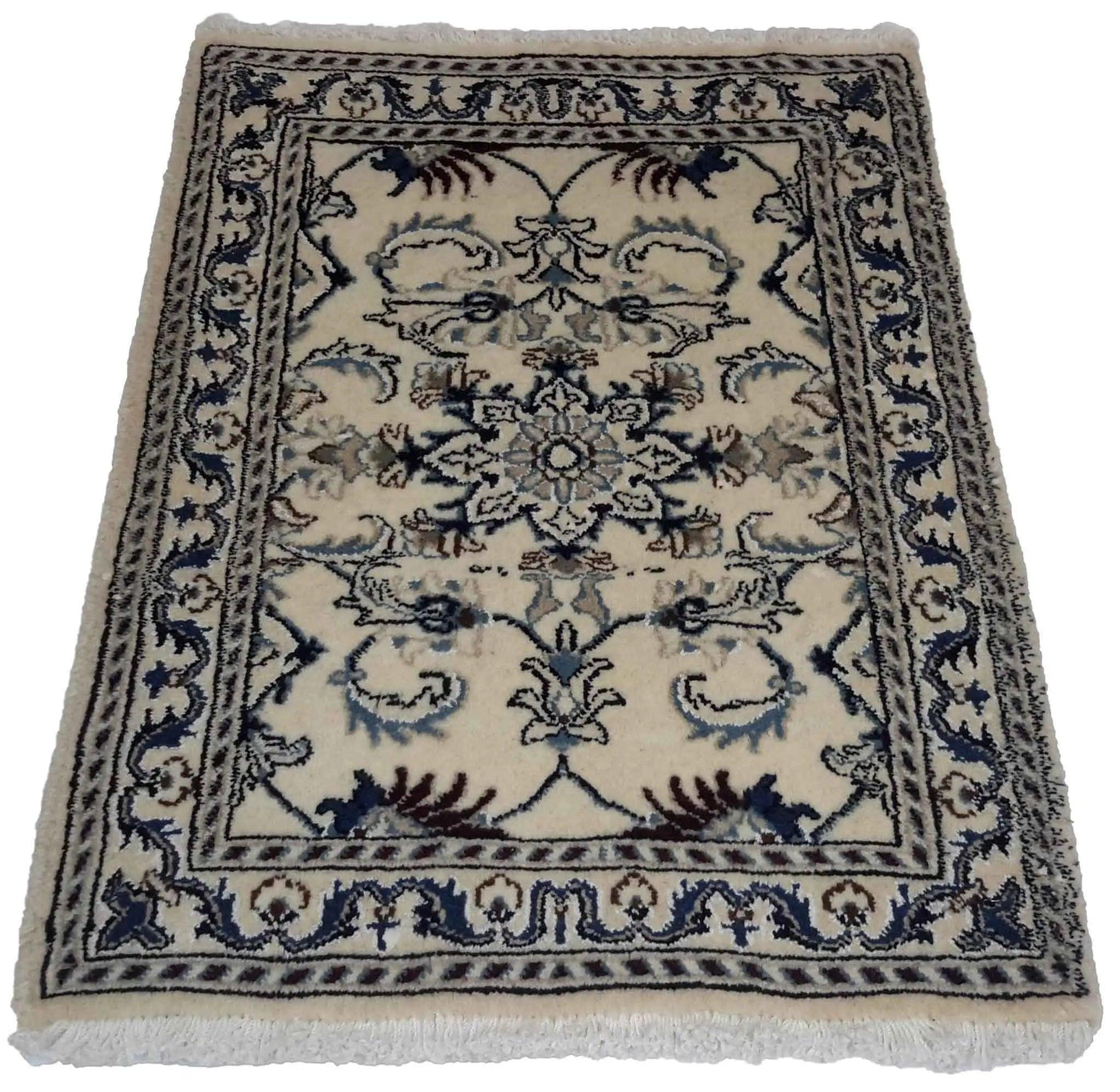 Canvello Hand Made Formal Medallion Silkroad Nain 12 Line Rug - 2'1'' X 2'9'' - Canvello