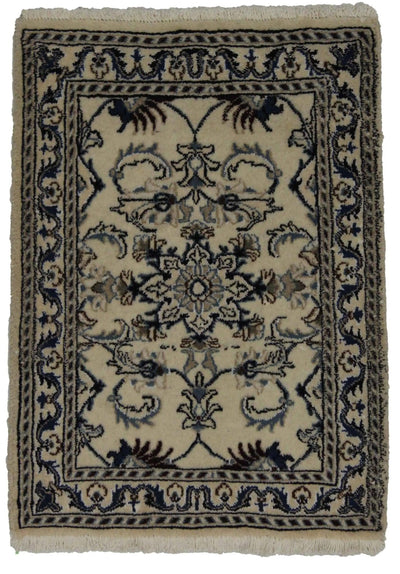 Canvello Hand Made Formal Medallion Silkroad Nain 12 Line Rug - 2'1'' X 2'9'' - Canvello