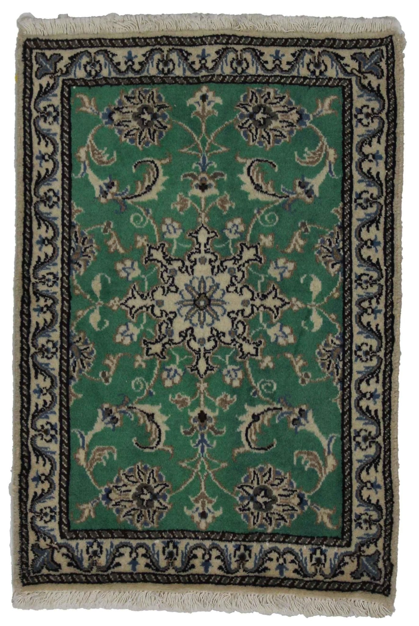 Canvello Hand Made Formal Medallion Silkroad Nain 12 Line Rug - 2'2'' X 2'10'' - Canvello