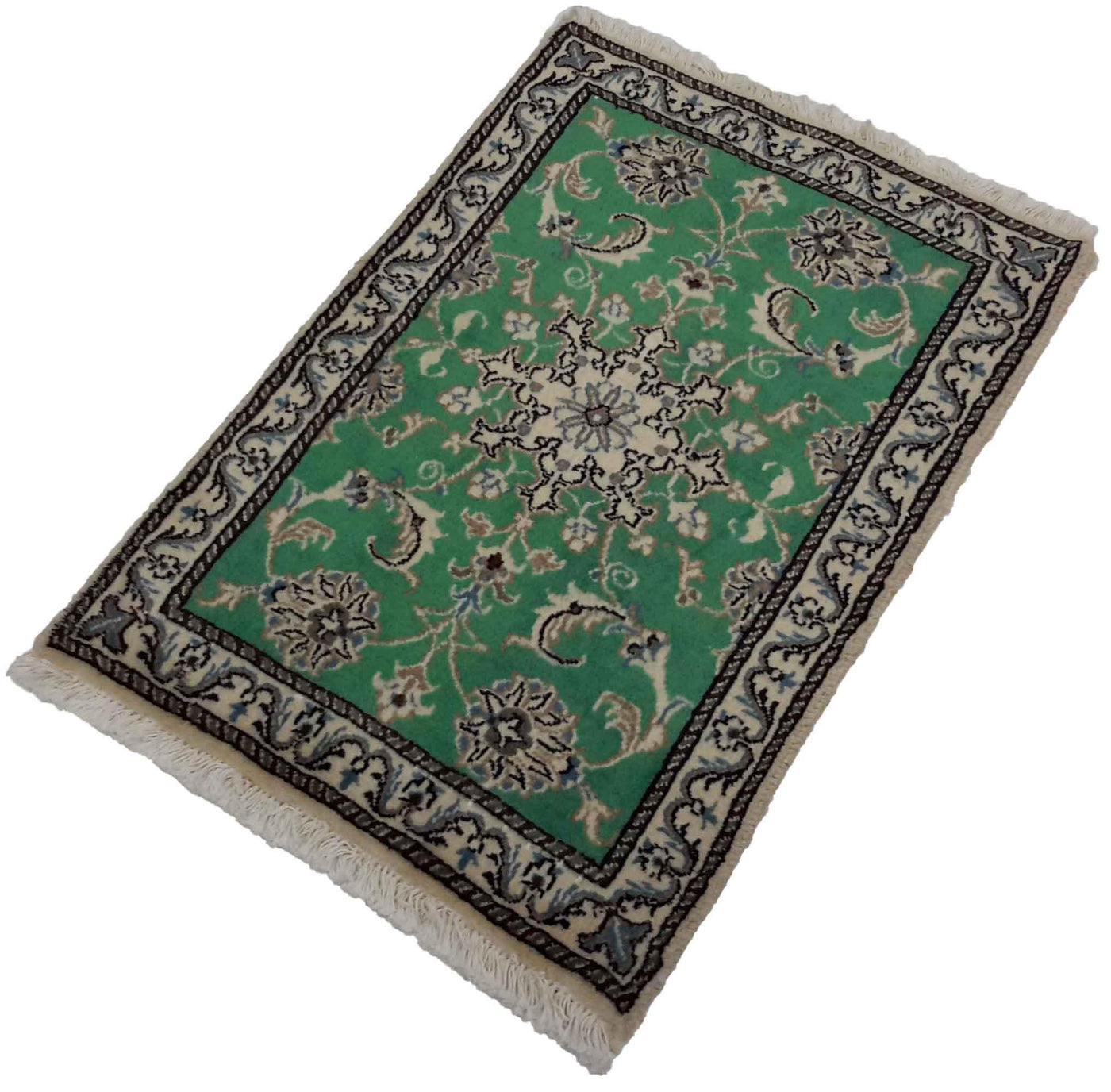 Canvello Hand Made Formal Medallion Silkroad Nain 12 Line Rug - 2'2'' X 2'10'' - Canvello