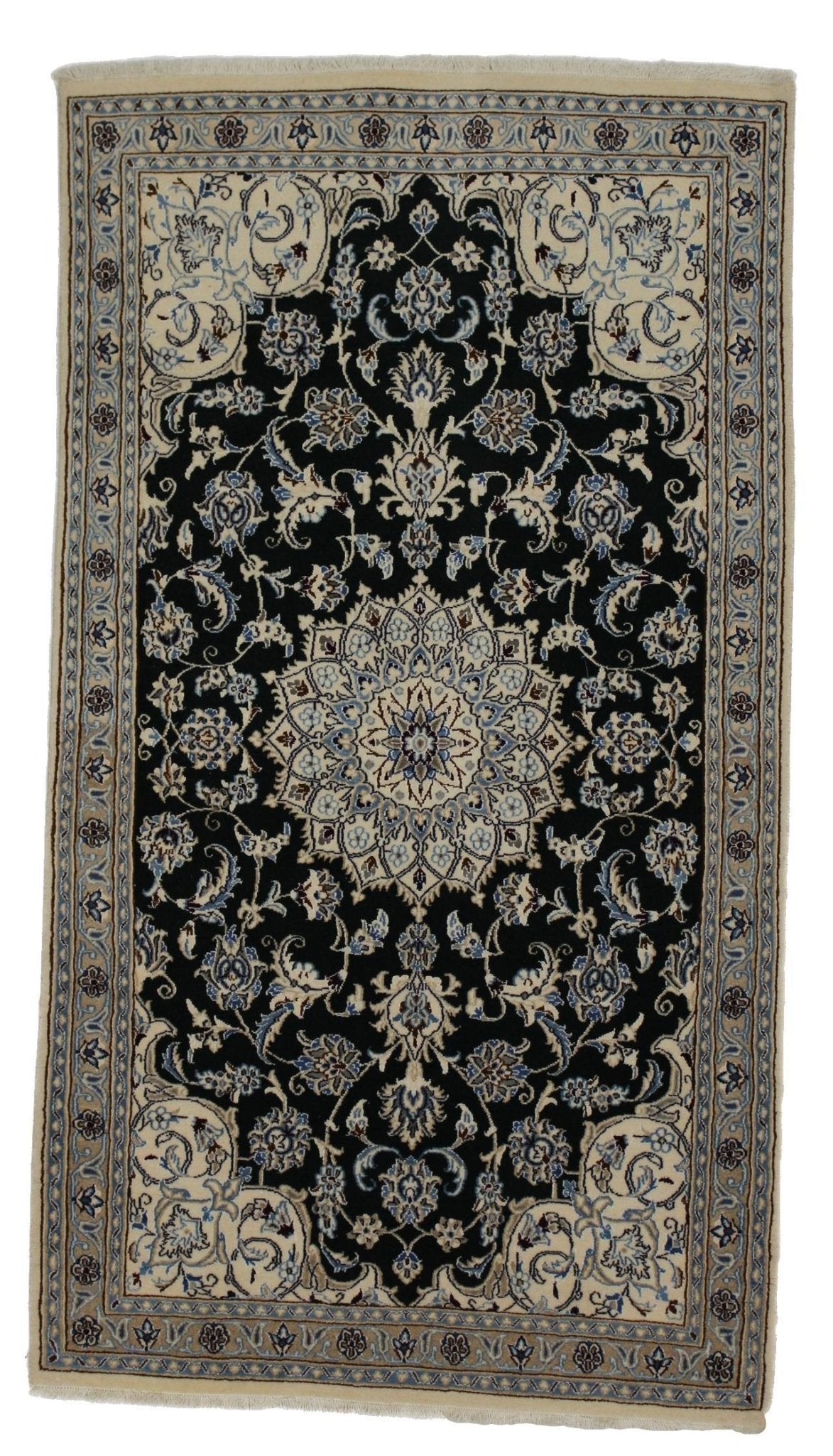 Canvello Hand Made Formal Medallion Silkroad Nain 12 Line Rug - 3'11'' X 6'11'' - Canvello