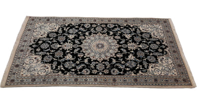 Canvello Hand Made Formal Medallion Silkroad Nain 12 Line Rug - 3'11'' X 6'11'' - Canvello