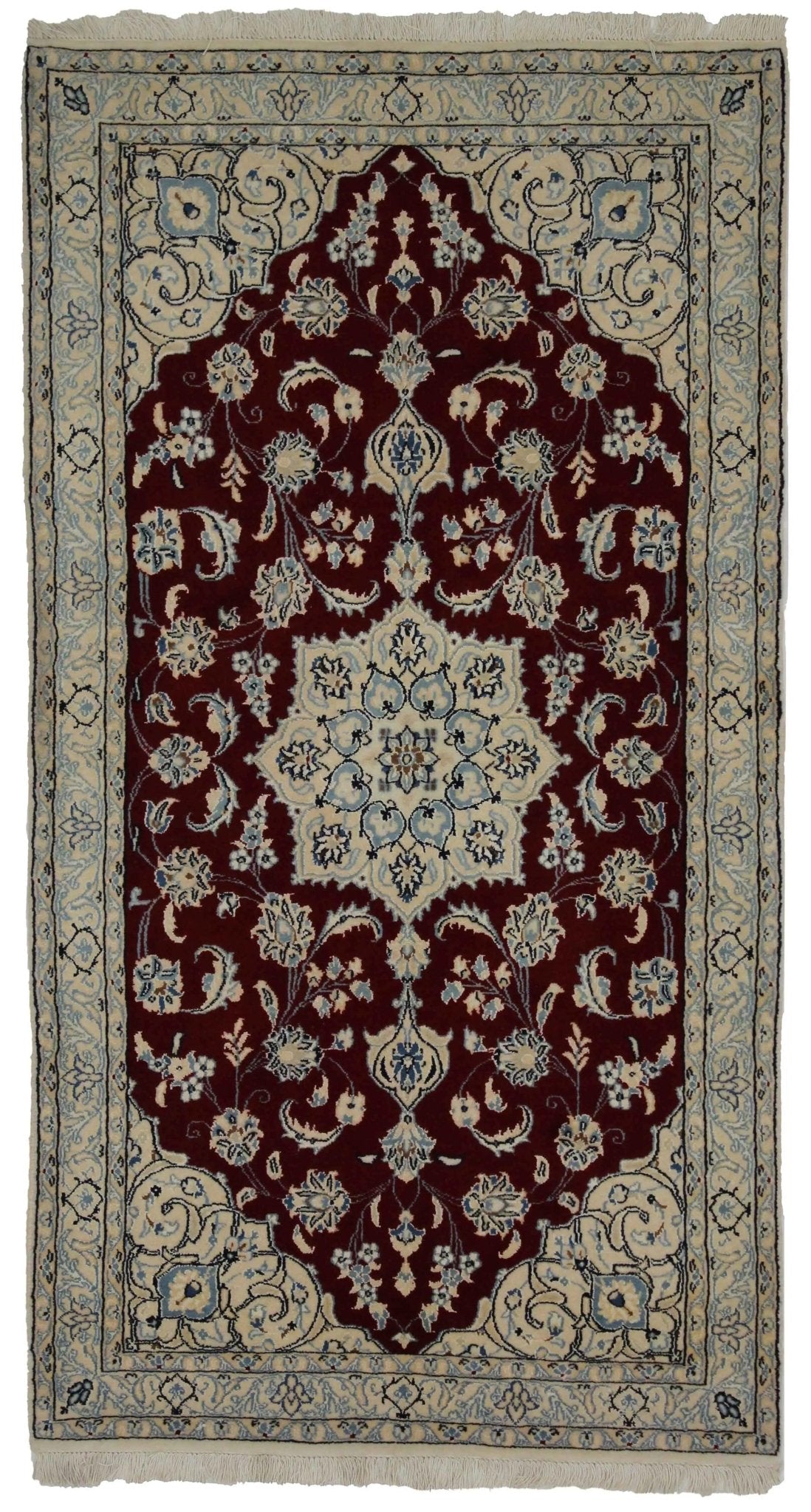 Canvello Hand Made Formal Medallion Silkroad Nain 4 Line Rug - 2'10'' X 5'4'' - Canvello