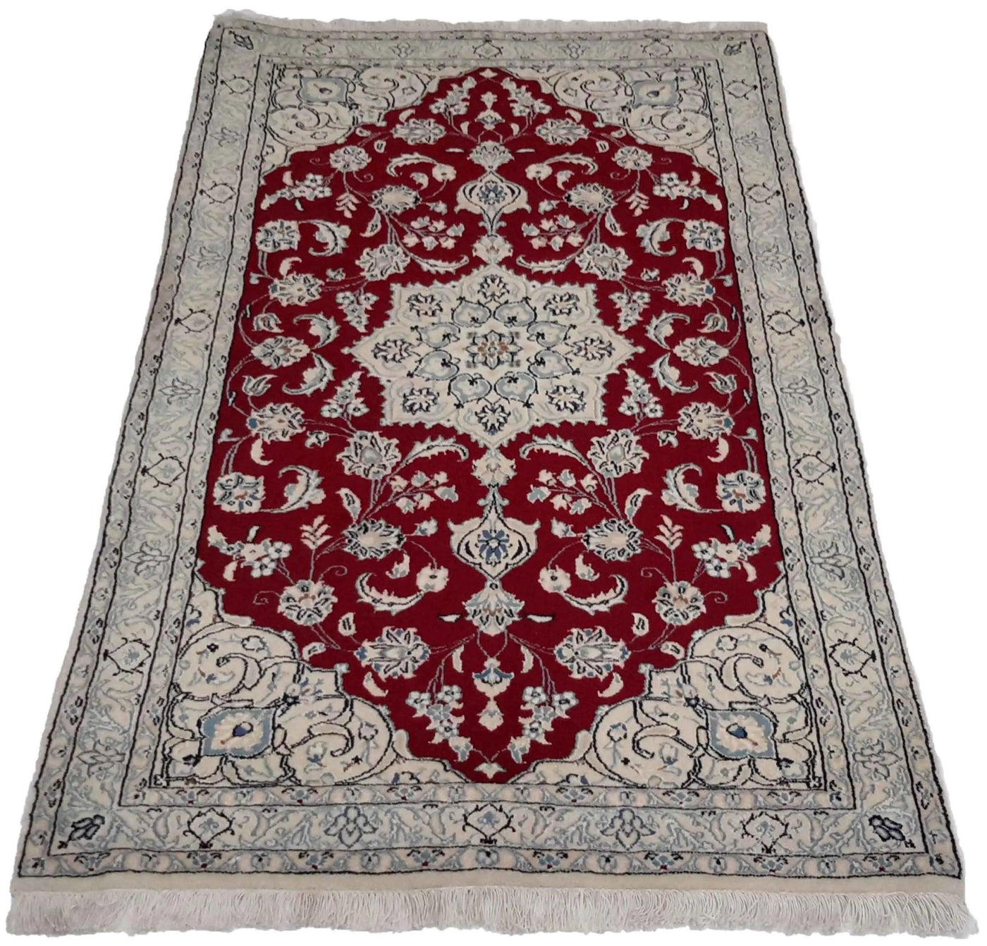 Canvello Hand Made Formal Medallion Silkroad Nain 4 Line Rug - 2'10'' X 5'4'' - Canvello