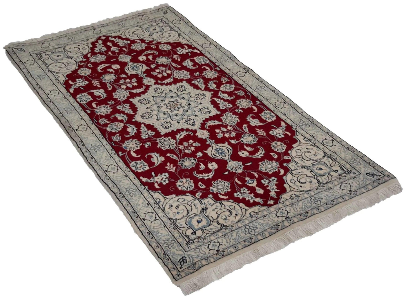 Canvello Hand Made Formal Medallion Silkroad Nain 4 Line Rug - 2'10'' X 5'4'' - Canvello