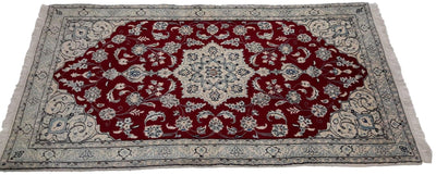 Canvello Hand Made Formal Medallion Silkroad Nain 4 Line Rug - 2'10'' X 5'4'' - Canvello