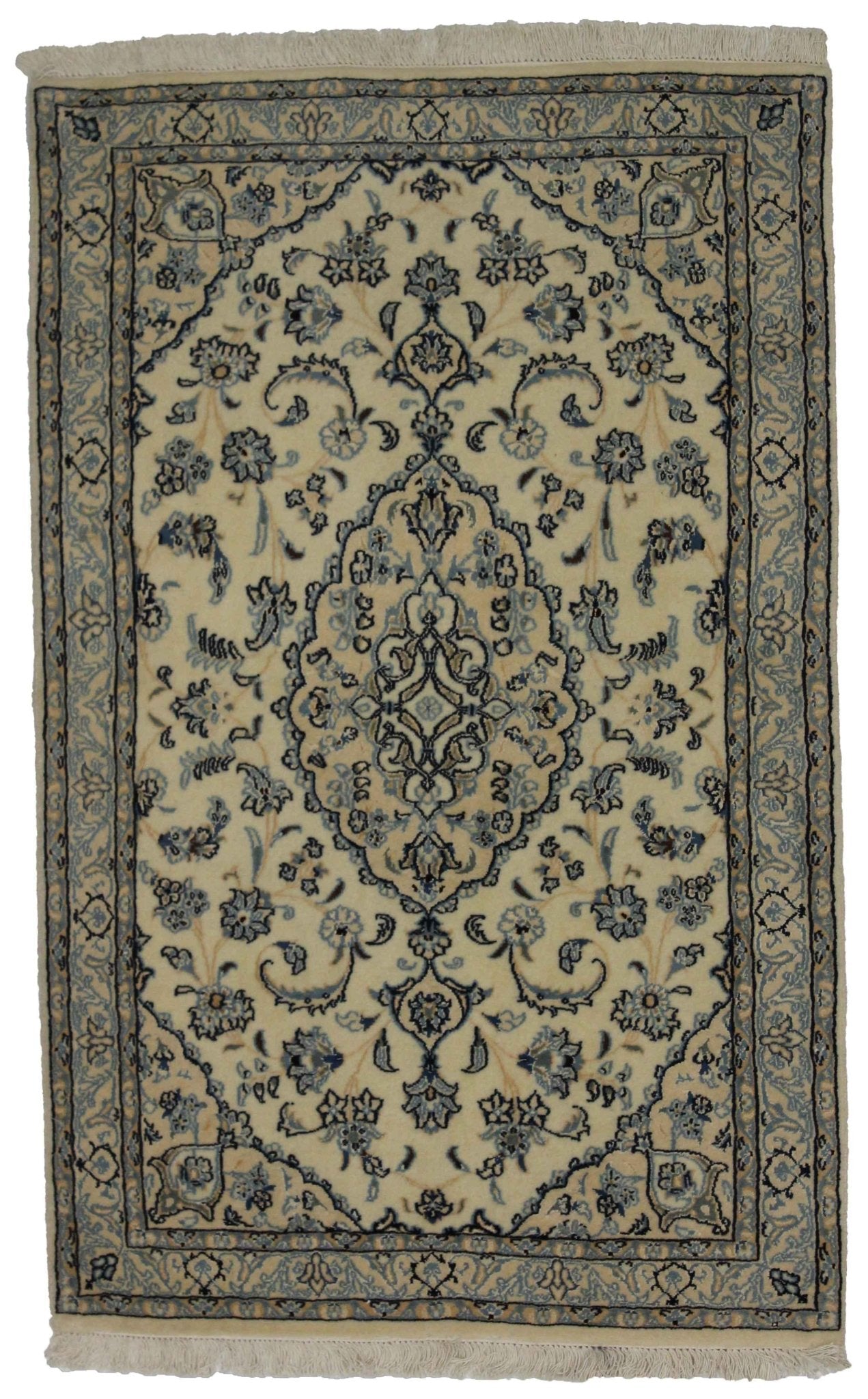 Canvello Hand Made Formal Medallion Silkroad Nain 4 Line Rug - 2'11'' X 4'8'' - Canvello