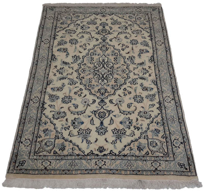 Canvello Hand Made Formal Medallion Silkroad Nain 4 Line Rug - 2'11'' X 4'8'' - Canvello