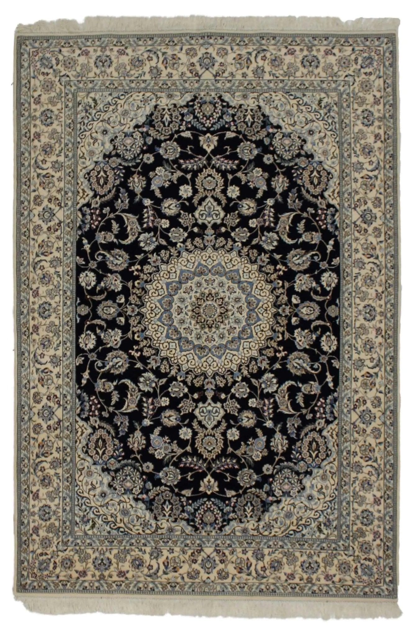 Canvello Hand Made Formal Medallion Silkroad Nain 6 Line Rug - 4'10'' X 7'2'' - Canvello