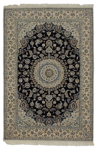 Canvello Hand Made Formal Medallion Silkroad Nain 6 Line Rug - 4'10'' X 7'2'' - Canvello