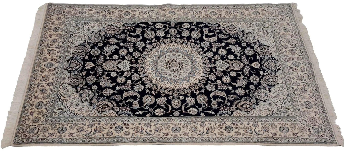 Canvello Hand Made Formal Medallion Silkroad Nain 6 Line Rug - 4'10'' X 7'2'' - Canvello