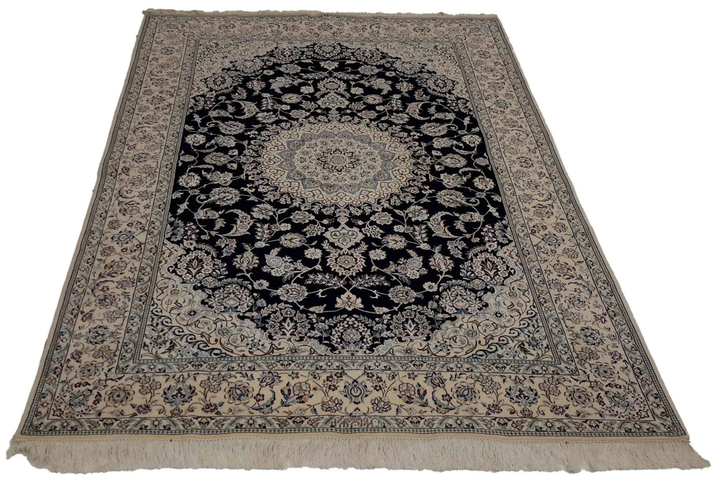 Canvello Hand Made Formal Medallion Silkroad Nain 6 Line Rug - 4'10'' X 7'2'' - Canvello