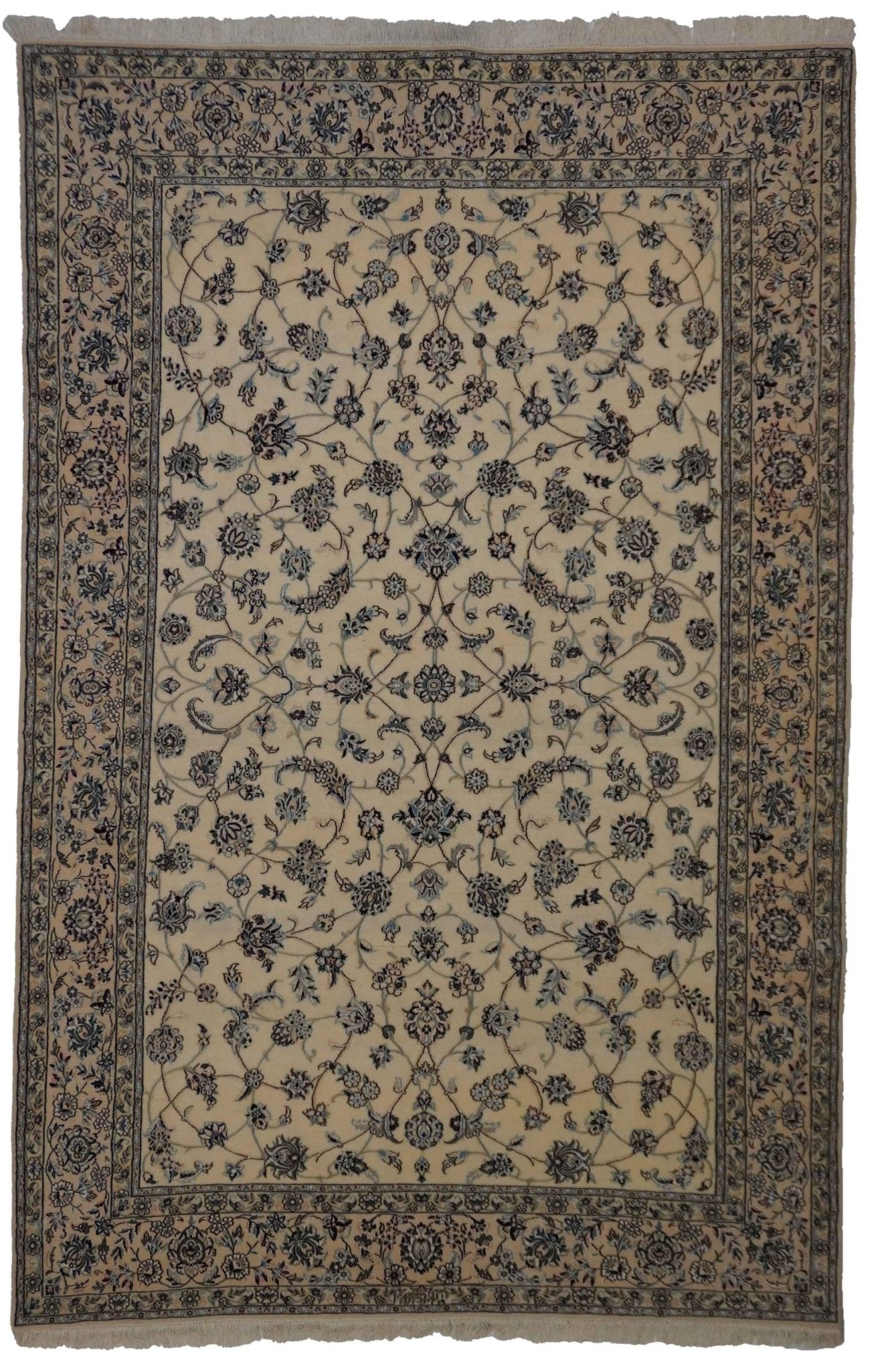 Canvello Hand Made Formal Medallion Silkroad Nain 6 Line Rug - 6'7'' X 10'4'' - Canvello