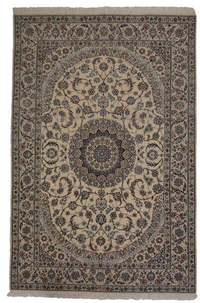 Canvello Hand Made Formal Medallion Silkroad Nain 6 Line Rug - 6'8'' X 10'0'' - Canvello