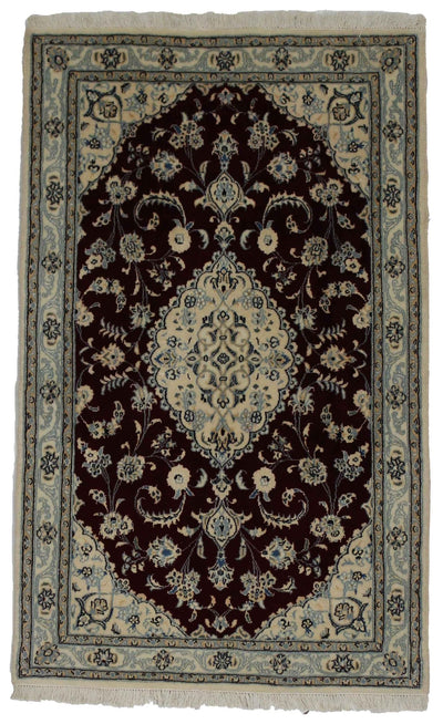 Canvello Hand Made Formal Medallion Silkroad Nain 9 Line Rug - 2'11'' X 4'9'' - Canvello