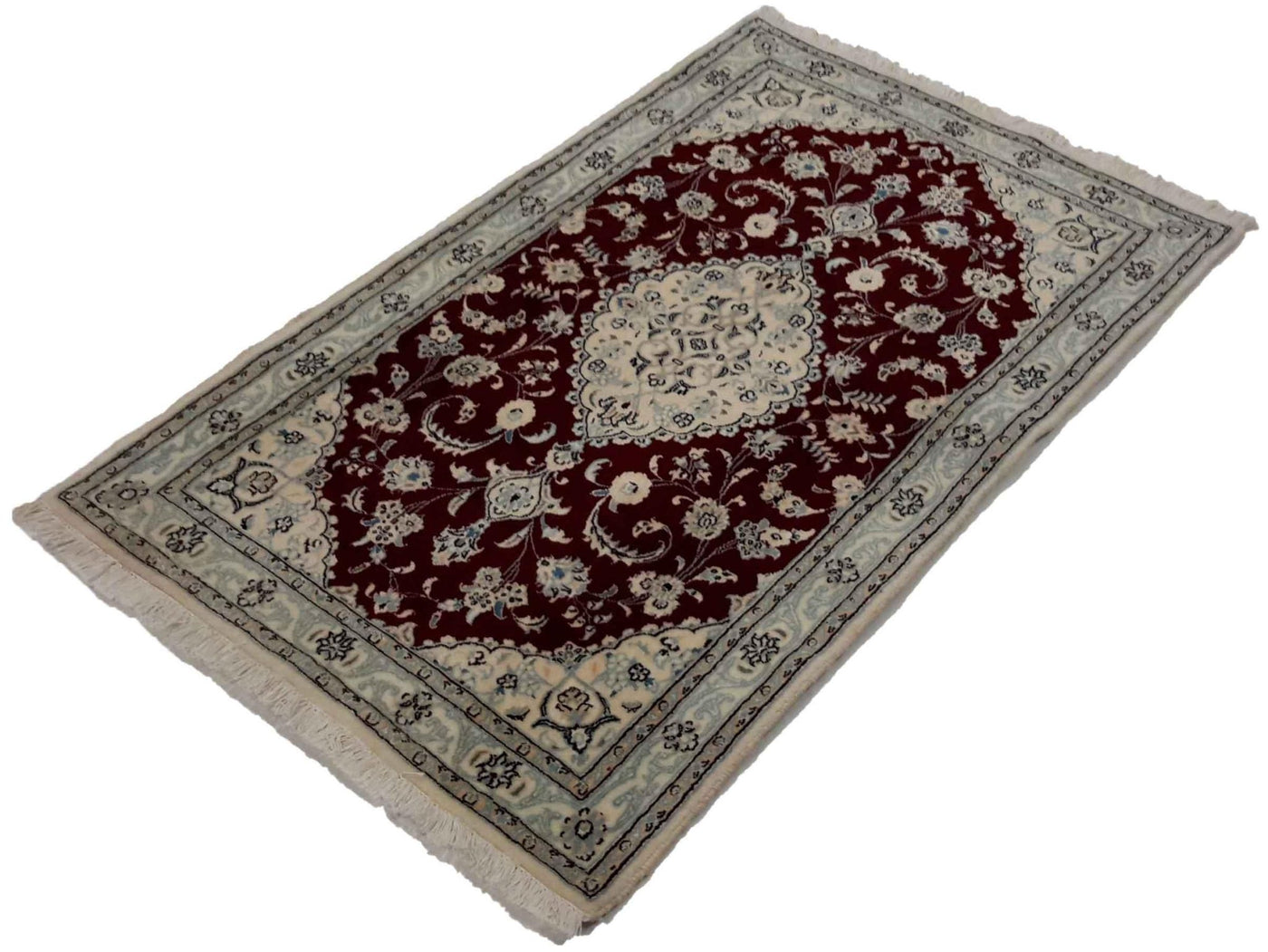 Canvello Hand Made Formal Medallion Silkroad Nain 9 Line Rug - 2'11'' X 4'9'' - Canvello