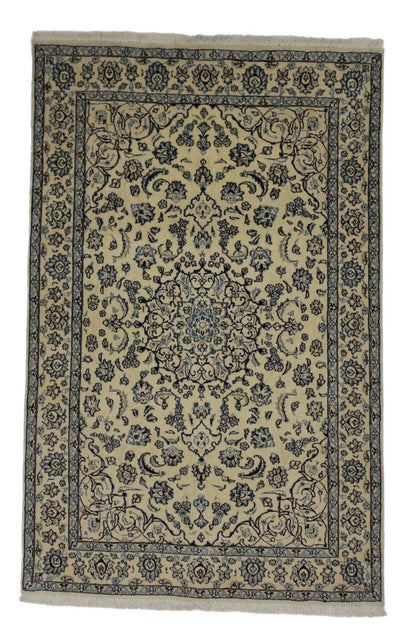 Canvello Hand Made Formal Medallion Silkroad Nain 9 Line Rug - 4'3'' X 6'8'' - Canvello