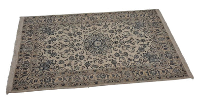 Canvello Hand Made Formal Medallion Silkroad Nain 9 Line Rug - 4'4'' X 6'8'' - Canvello