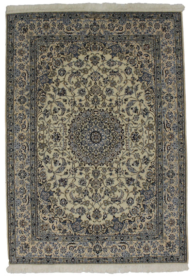 Canvello Hand Made Formal Medallion Silkroad Nain 9 Line Rug - 5'9'' X 7'11'' - Canvello